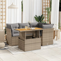 Thumbnail for 5-tlg. Garten-Sofagarnitur mit Kissen Beige Poly Rattan