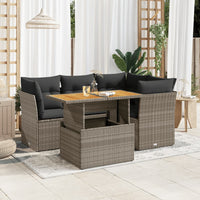 Thumbnail for 5-tlg. Garten-Sofagarnitur mit Kissen Grau Poly Rattan
