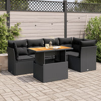 Thumbnail for 6-tlg. Garten-Sofagarnitur mit Kissen Schwarz Poly Rattan