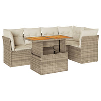 Thumbnail for 6-tlg. Garten-Sofagarnitur mit Kissen Beige Poly Rattan