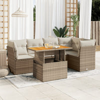 Thumbnail for 6-tlg. Garten-Sofagarnitur mit Kissen Beige Poly Rattan