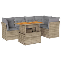 Thumbnail for 6-tlg. Garten-Sofagarnitur mit Kissen Beige Poly Rattan
