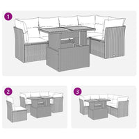 Thumbnail for 6-tlg. Garten-Sofagarnitur mit Kissen Beige Poly Rattan