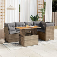Thumbnail for 6-tlg. Garten-Sofagarnitur mit Kissen Beige Poly Rattan