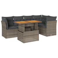 Thumbnail for 6-tlg. Garten-Sofagarnitur mit Kissen Grau Poly Rattan