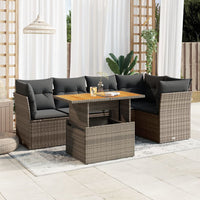 Thumbnail for 6-tlg. Garten-Sofagarnitur mit Kissen Grau Poly Rattan