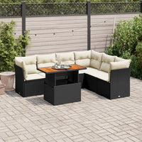 Thumbnail for 7-tlg. Garten-Sofagarnitur mit Kissen Schwarz Poly Rattan