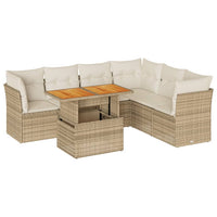 Thumbnail for 7-tlg. Garten-Sofagarnitur mit Kissen Beige Poly Rattan