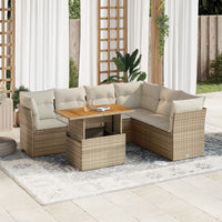 Thumbnail for 7-tlg. Garten-Sofagarnitur mit Kissen Beige Poly Rattan
