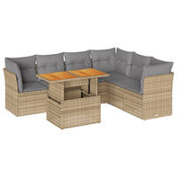 Thumbnail for 7-tlg. Garten-Sofagarnitur mit Kissen Beige Poly Rattan