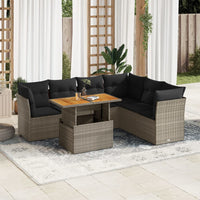 Thumbnail for 7-tlg. Garten-Sofagarnitur mit Kissen Grau Poly Rattan