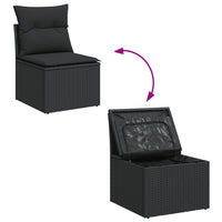 Thumbnail for 9-tlg. Garten-Sofagarnitur mit Kissen Schwarz Poly Rattan