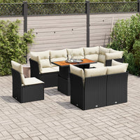 Thumbnail for 9-tlg. Garten-Sofagarnitur mit Kissen Schwarz Poly Rattan