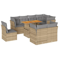 Thumbnail for 9-tlg. Garten-Sofagarnitur mit Kissen Beige Poly Rattan