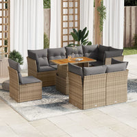 Thumbnail for 9-tlg. Garten-Sofagarnitur mit Kissen Beige Poly Rattan