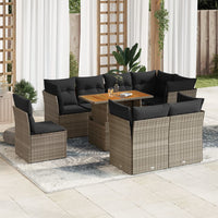 Thumbnail for 9-tlg. Garten-Sofagarnitur mit Kissen Grau Poly Rattan