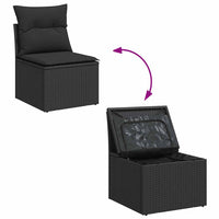 Thumbnail for 7-tlg. Garten-Sofagarnitur mit Kissen Schwarz Poly Rattan