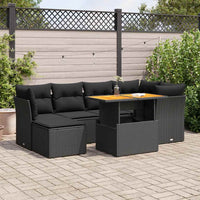 Thumbnail for 7-tlg. Garten-Sofagarnitur mit Kissen Schwarz Poly Rattan