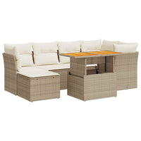 Thumbnail for 7-tlg. Garten-Sofagarnitur mit Kissen Beige Poly Rattan
