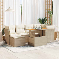 Thumbnail for 7-tlg. Garten-Sofagarnitur mit Kissen Beige Poly Rattan