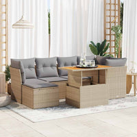 Thumbnail for 7-tlg. Garten-Sofagarnitur mit Kissen Beige Poly Rattan