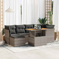 Thumbnail for 7-tlg. Garten-Sofagarnitur mit Kissen Grau Poly Rattan