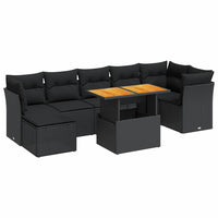 Thumbnail for 8-tlg. Garten-Sofagarnitur mit Kissen Schwarz Poly Rattan