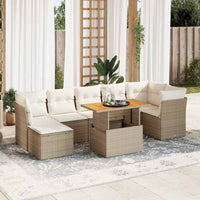 Thumbnail for 8-tlg. Garten-Sofagarnitur mit Kissen Beige Poly Rattan