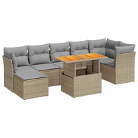 Thumbnail for 8-tlg. Garten-Sofagarnitur mit Kissen Beige Poly Rattan