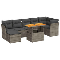Thumbnail for 8-tlg. Garten-Sofagarnitur mit Kissen Grau Poly Rattan