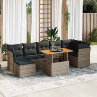 Thumbnail for 8-tlg. Garten-Sofagarnitur mit Kissen Grau Poly Rattan