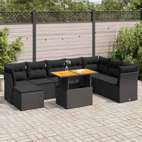 Thumbnail for 9-tlg. Garten-Sofagarnitur mit Kissen Schwarz Poly Rattan