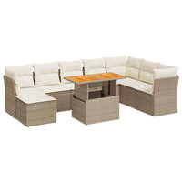 Thumbnail for 9-tlg. Garten-Sofagarnitur mit Kissen Beige Poly Rattan
