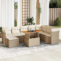 Thumbnail for 9-tlg. Garten-Sofagarnitur mit Kissen Beige Poly Rattan