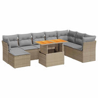 Thumbnail for 9-tlg. Garten-Sofagarnitur mit Kissen Beige Poly Rattan