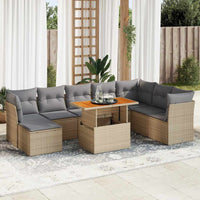 Thumbnail for 9-tlg. Garten-Sofagarnitur mit Kissen Beige Poly Rattan