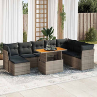 Thumbnail for 9-tlg. Garten-Sofagarnitur mit Kissen Grau Poly Rattan