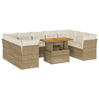 Thumbnail for 10-tlg. Garten-Sofagarnitur mit Kissen Beige Poly Rattan