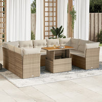 Thumbnail for 10-tlg. Garten-Sofagarnitur mit Kissen Beige Poly Rattan
