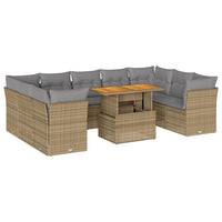 Thumbnail for 10-tlg. Garten-Sofagarnitur mit Kissen Beige Poly Rattan
