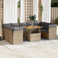 Thumbnail for 10-tlg. Garten-Sofagarnitur mit Kissen Beige Poly Rattan