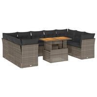 Thumbnail for 10-tlg. Garten-Sofagarnitur mit Kissen Grau Poly Rattan