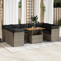 Thumbnail for 10-tlg. Garten-Sofagarnitur mit Kissen Grau Poly Rattan
