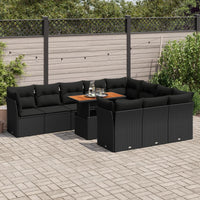 Thumbnail for 11-tlg. Garten-Sofagarnitur mit Kissen Schwarz Poly Rattan