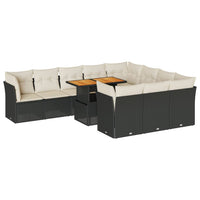 Thumbnail for 11-tlg. Garten-Sofagarnitur mit Kissen Schwarz Poly Rattan