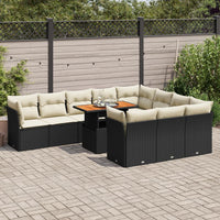Thumbnail for 11-tlg. Garten-Sofagarnitur mit Kissen Schwarz Poly Rattan