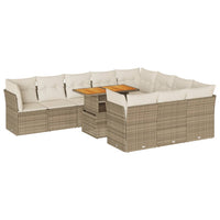 Thumbnail for 11-tlg. Garten-Sofagarnitur mit Kissen Beige Poly Rattan