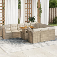 Thumbnail for 11-tlg. Garten-Sofagarnitur mit Kissen Beige Poly Rattan