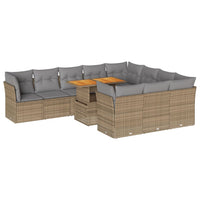 Thumbnail for 11-tlg. Garten-Sofagarnitur mit Kissen Beige Poly Rattan