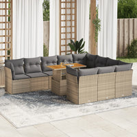 Thumbnail for 11-tlg. Garten-Sofagarnitur mit Kissen Beige Poly Rattan